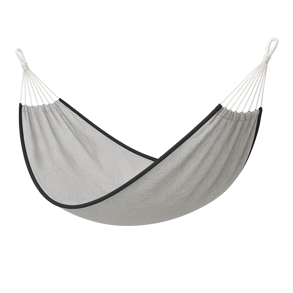 Amaca in cotone grigia con motivo foglia 200x150 cm