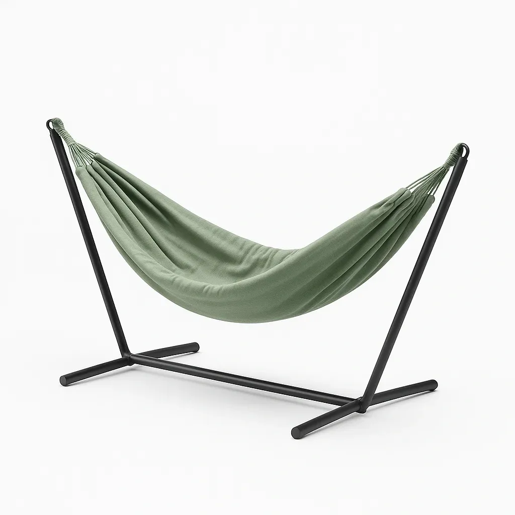 Amaca da esterno con struttura in acciaio tessuto poliestere verde