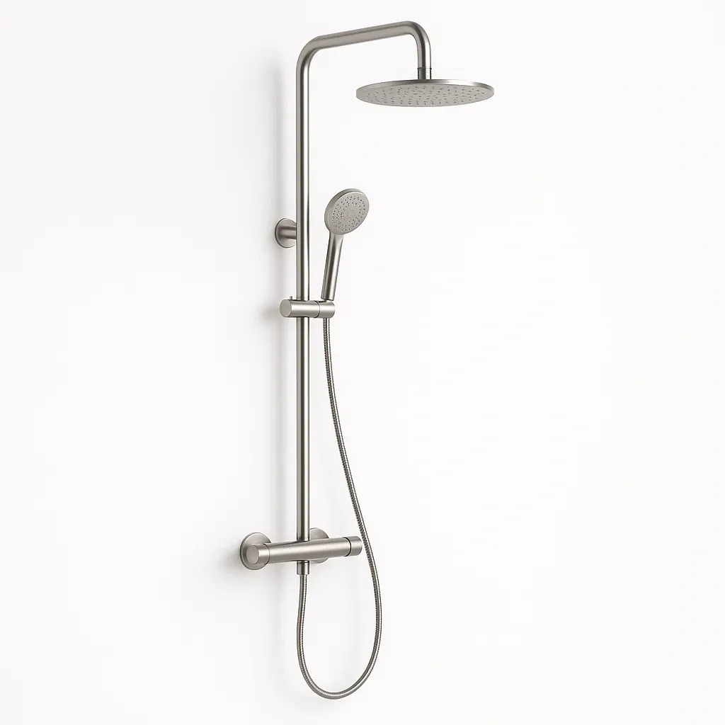 Doccia in acciaio inox con soffione e doccetta