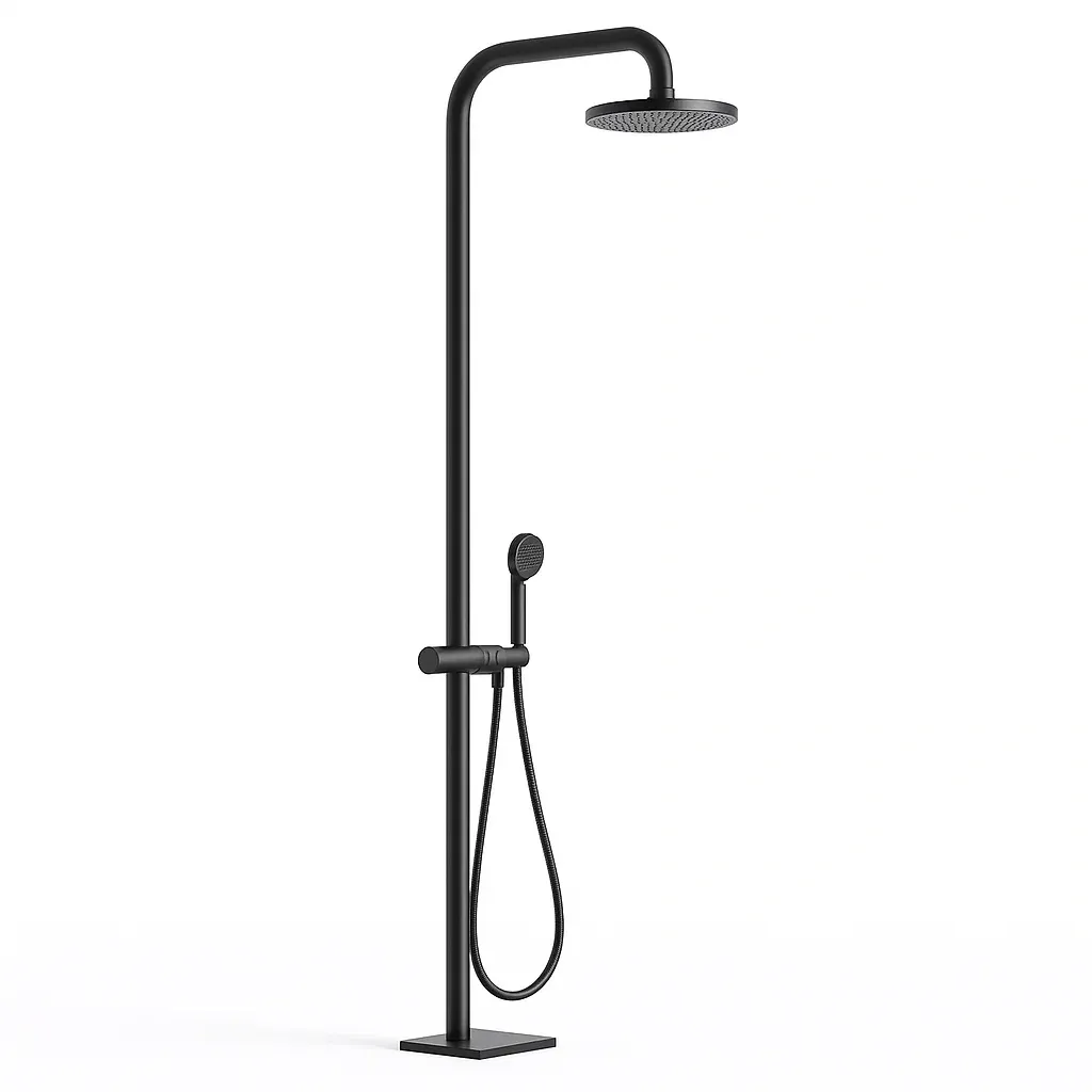 Doccia in acciaio con soffione e doccetta