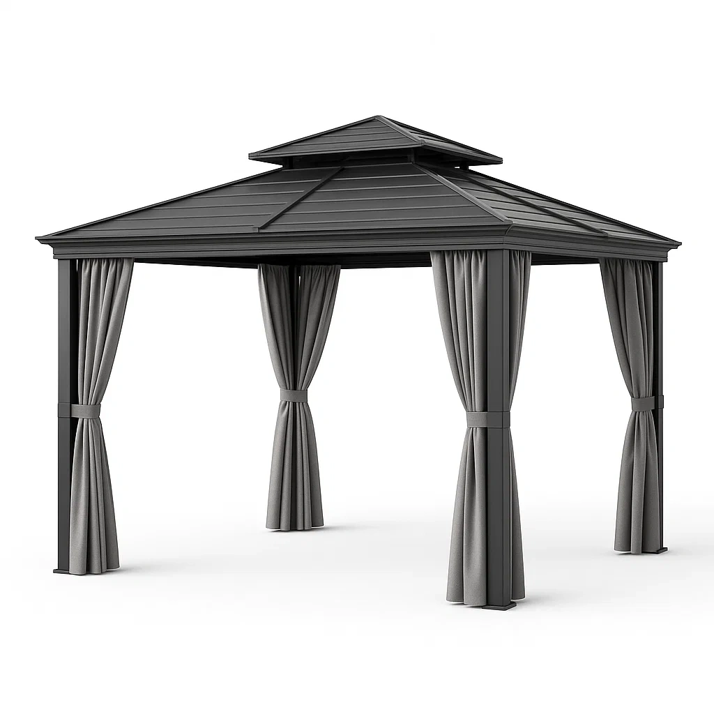 Gazebo in alluminio con copertura in policarbonato grigio