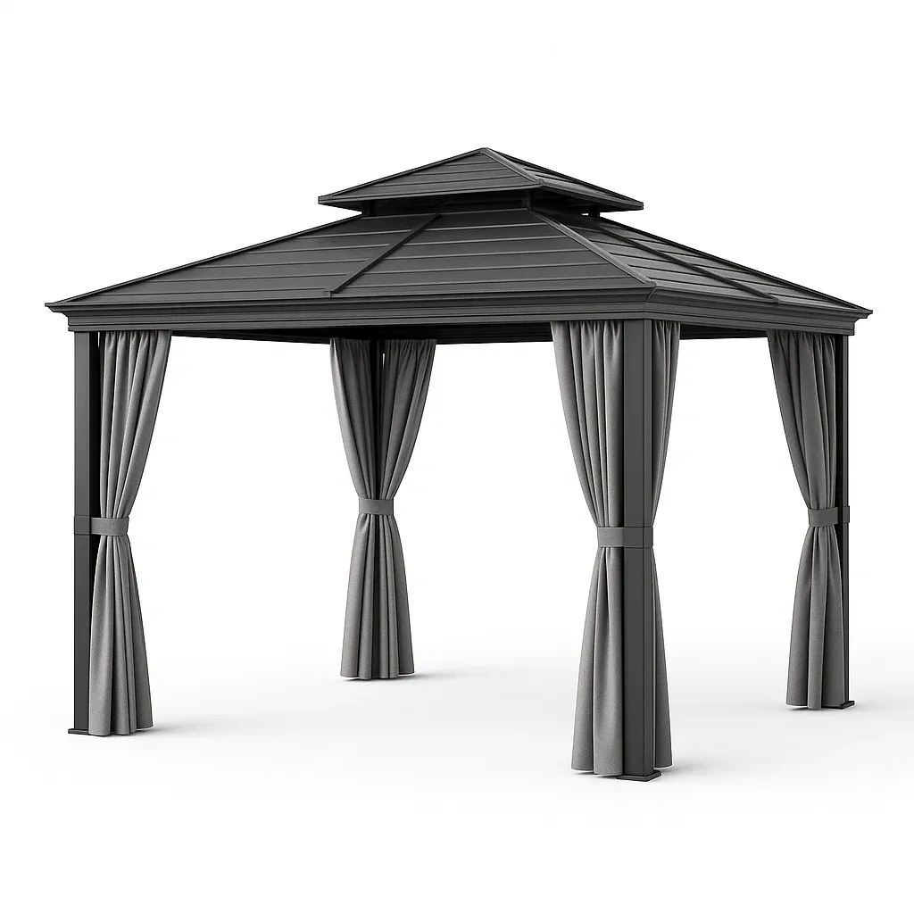 Gazebo in alluminio con copertura in policarbonato grigio