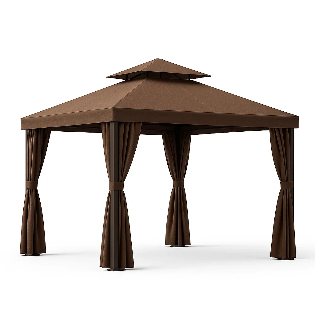 Gazebo in metallo e poliestere marrone