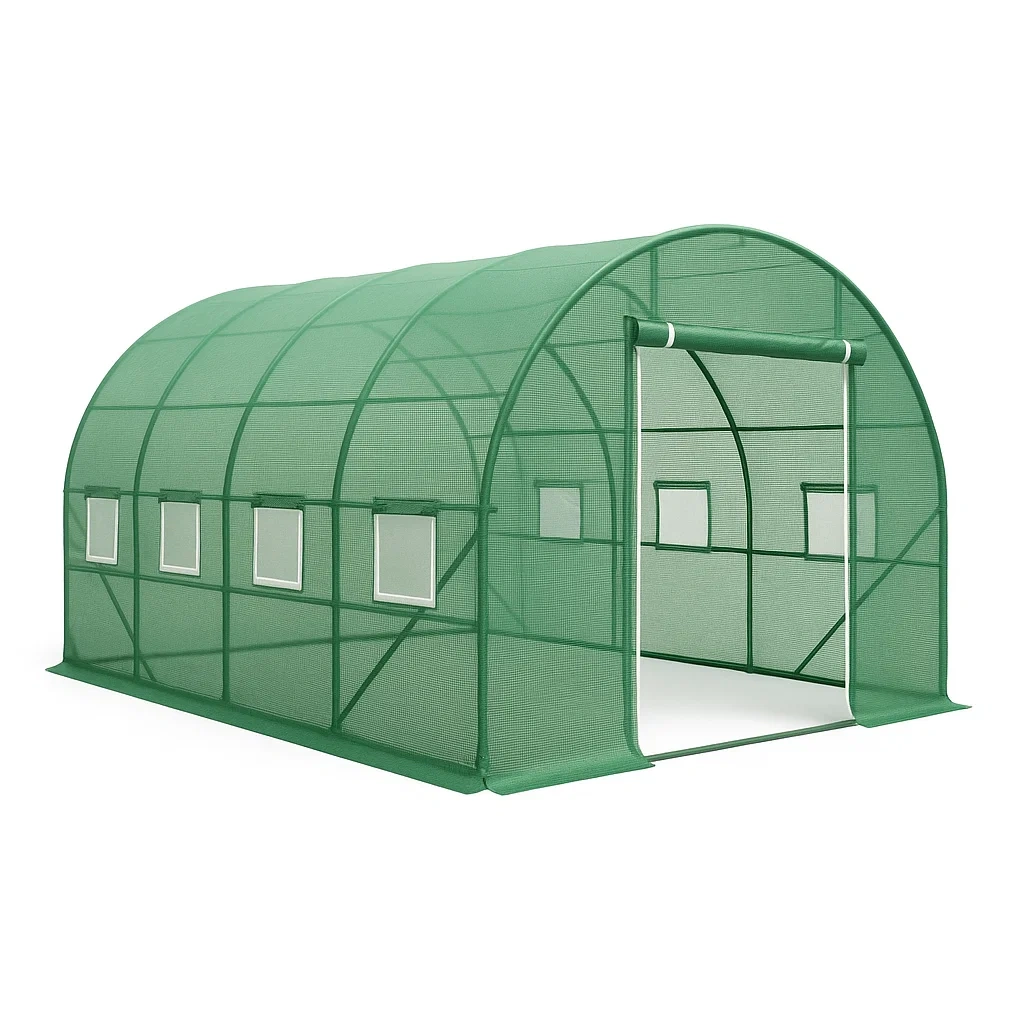 Serra in polietilene con struttura in acciaio e finestre 300x200x190 cm verde