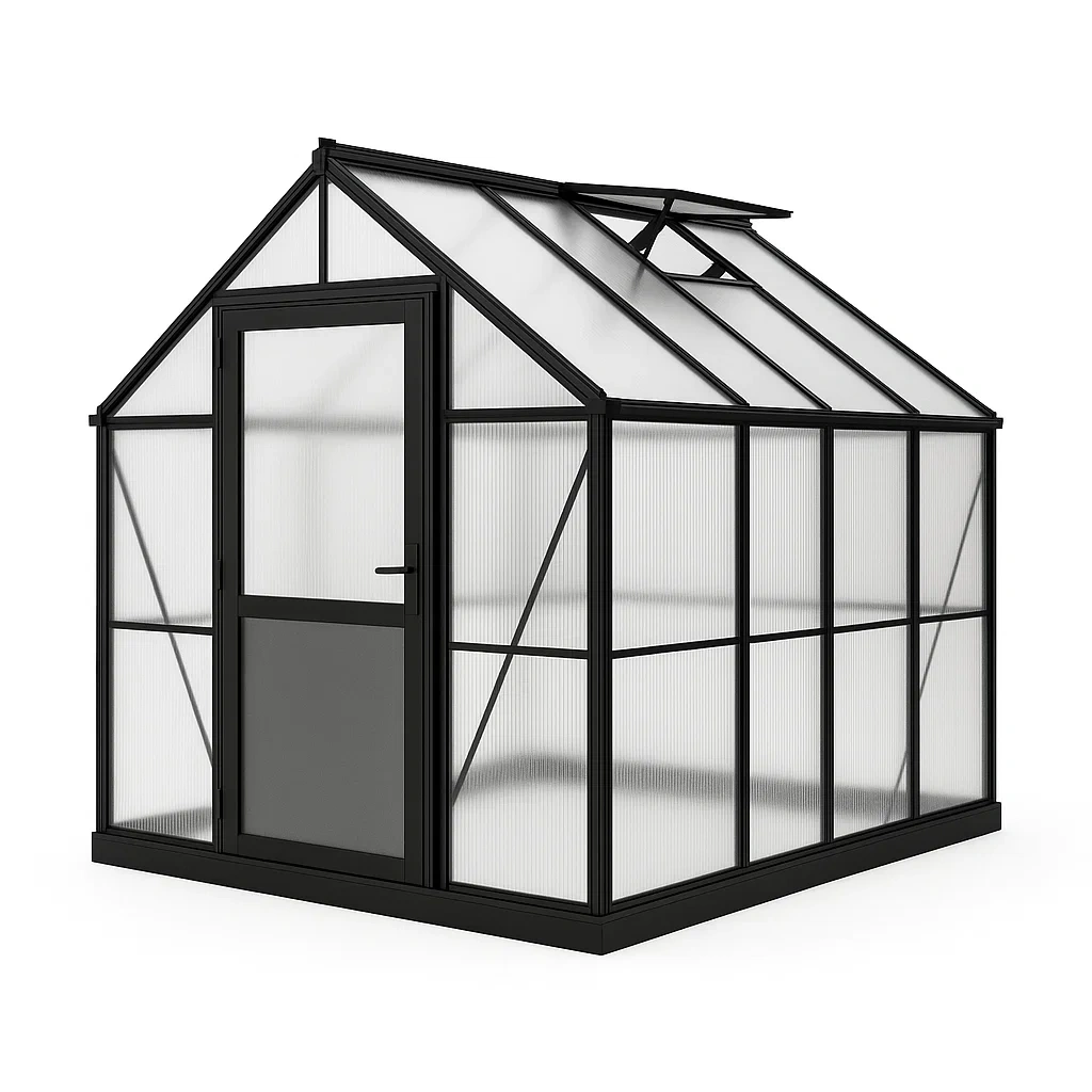 Serra in alluminio con pannelli in policarbonato nero 200x150x200 cm