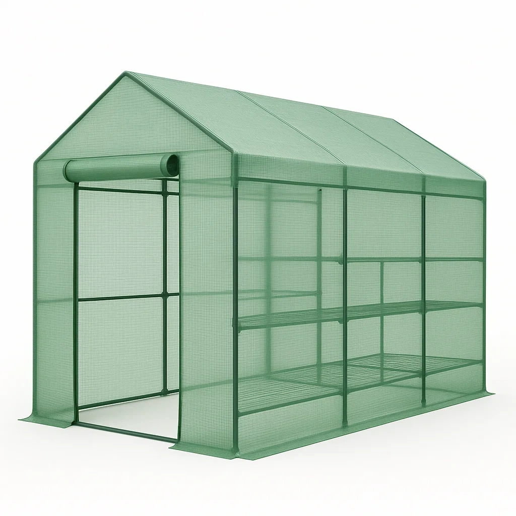 Serra in acciaio e polietilene verde 200x143x173 cm