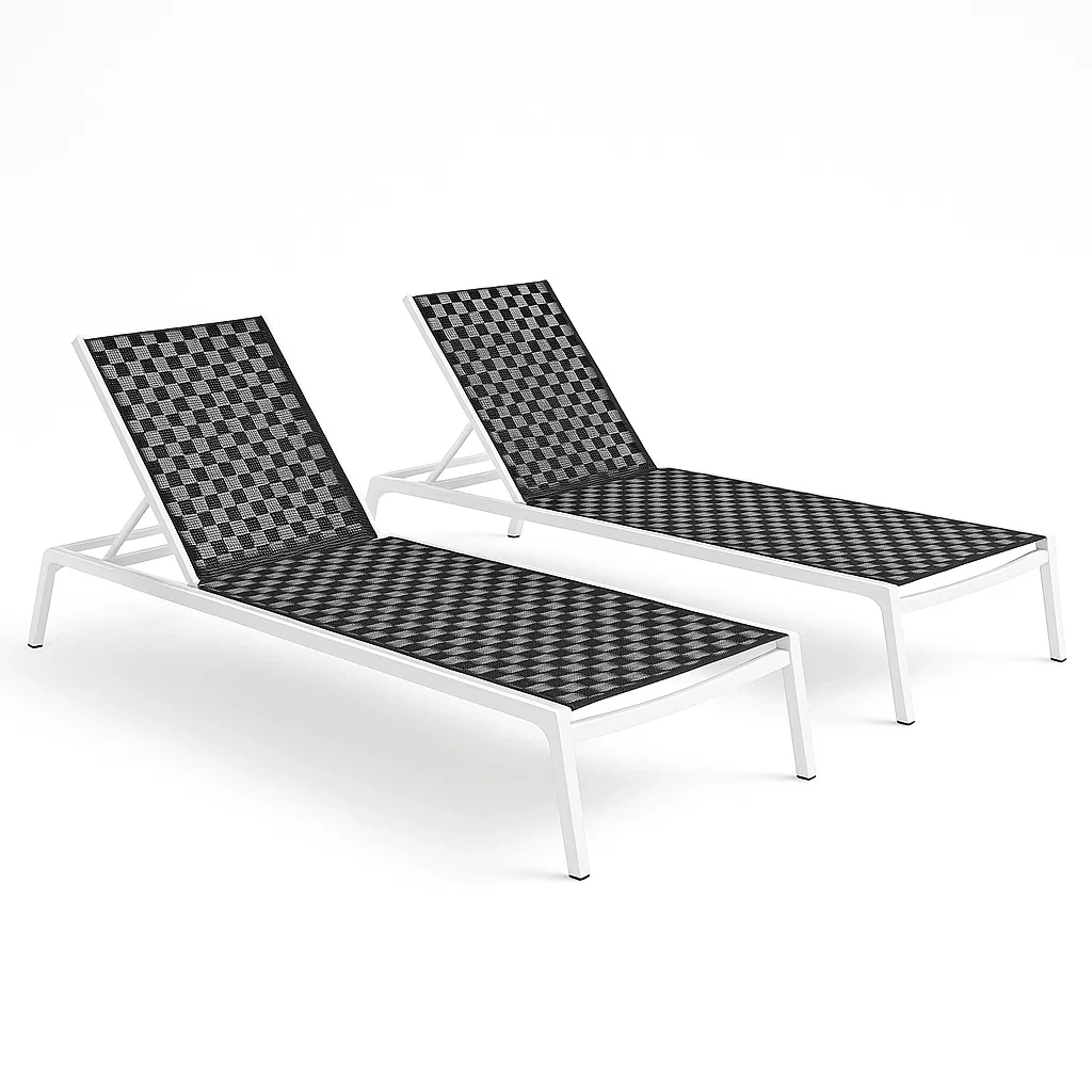 Lettini prendisole regolabili in alluminio e tessuto a rete 195x65x35 cm set da 2