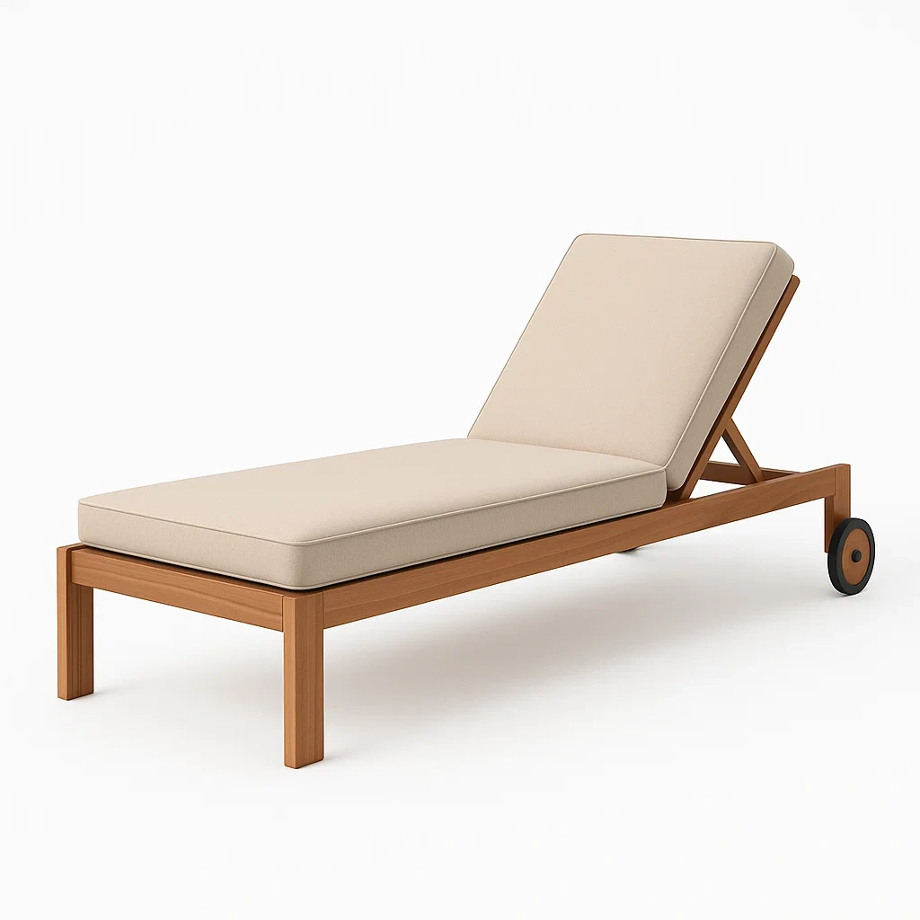 Lettino prendisole in legno con cuscino regolabile beige