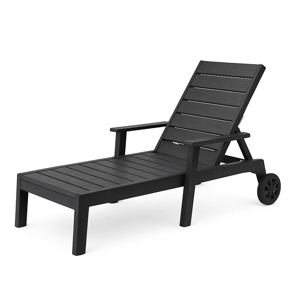 Lettino prendisole in plastica con schienale regolabile nero