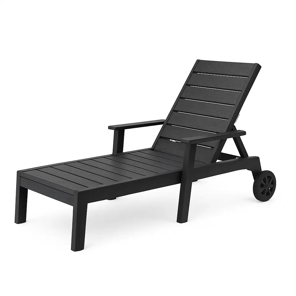 Lettino prendisole in plastica con schienale regolabile nero