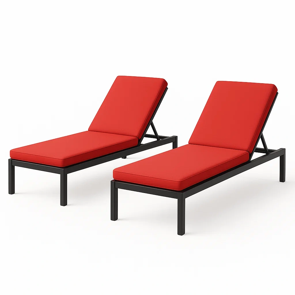 Lettini prendisole in metallo e tessuto impermeabile rosso set da 2