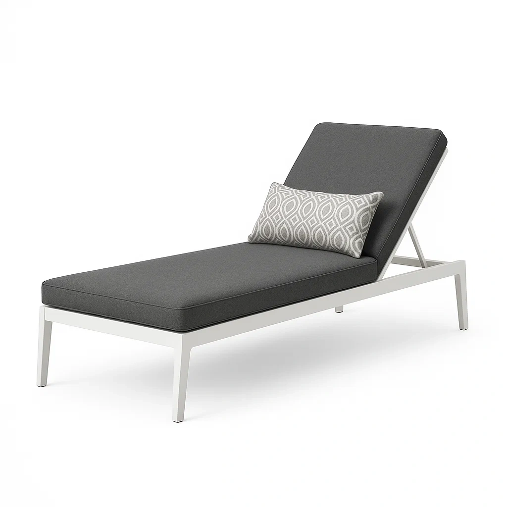 Lettino prendisole in alluminio con tessuto regolabile grigio