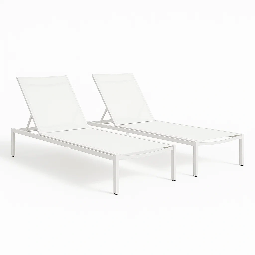 Lettini prendisole in alluminio bianco regolabili set da 2