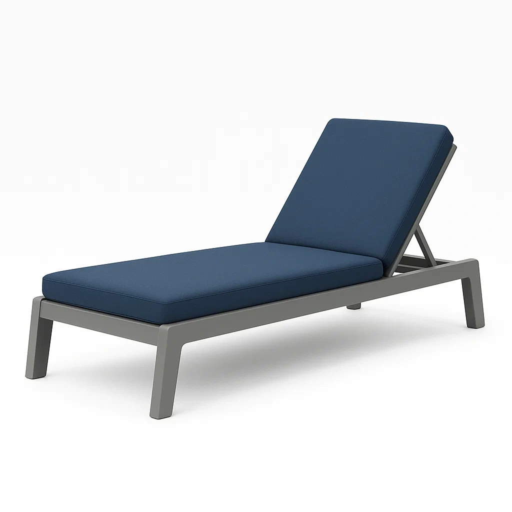 Lettino prendisole in alluminio con cuscino regolabile blu