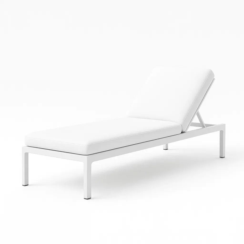 Lettino prendisole rettangolare in alluminio bianco