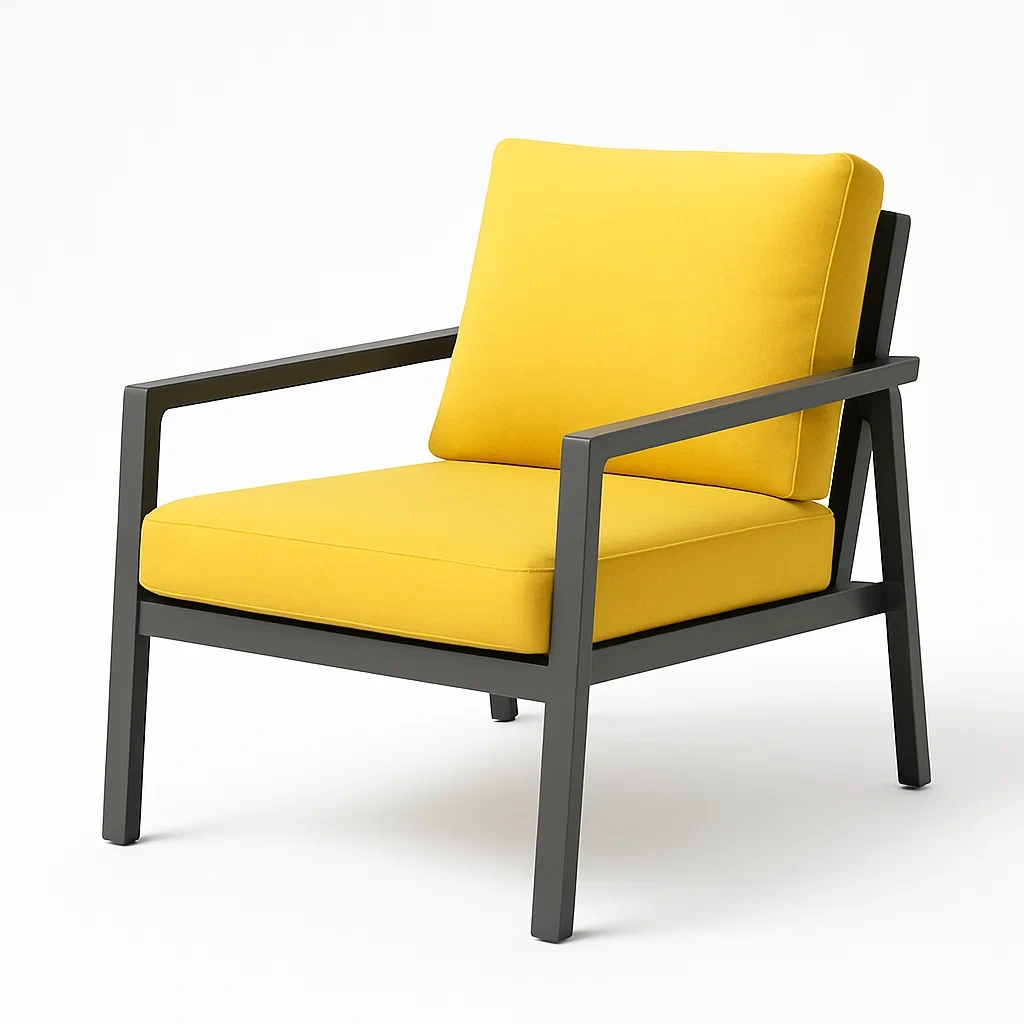 Poltrona in metallo e tessuto giallo