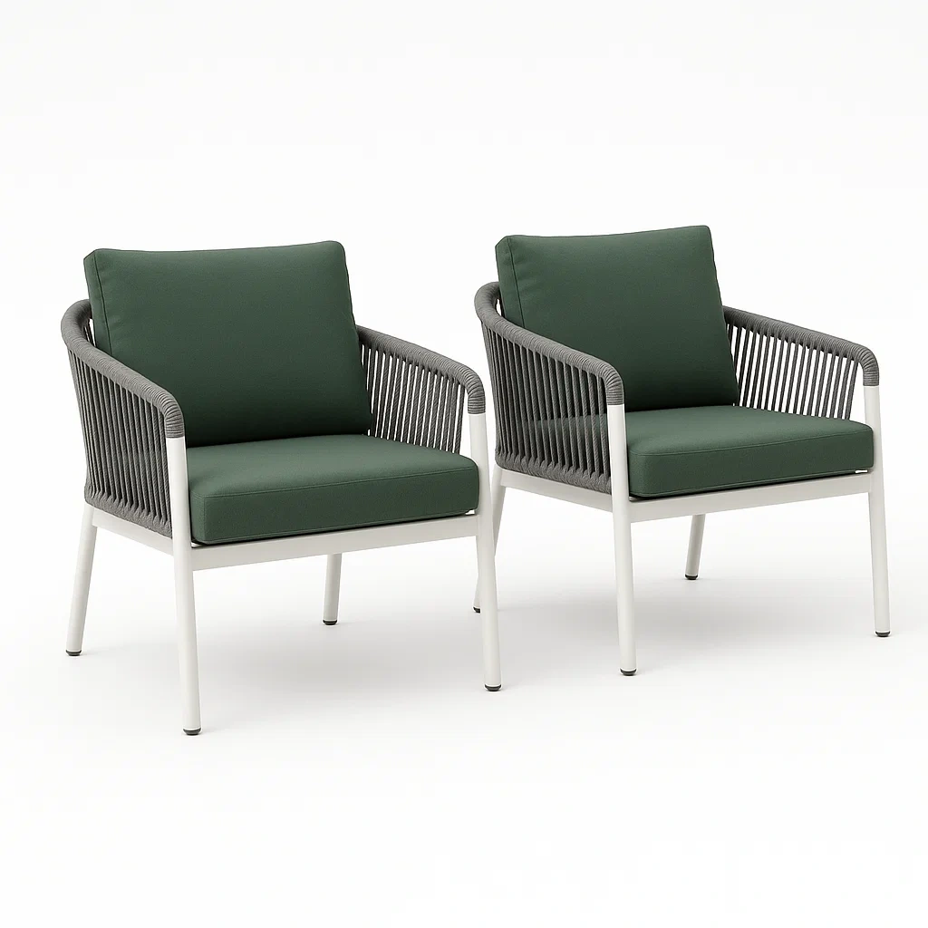 Poltrone da giardino in alluminio e tessuto verde e grigio set da 2