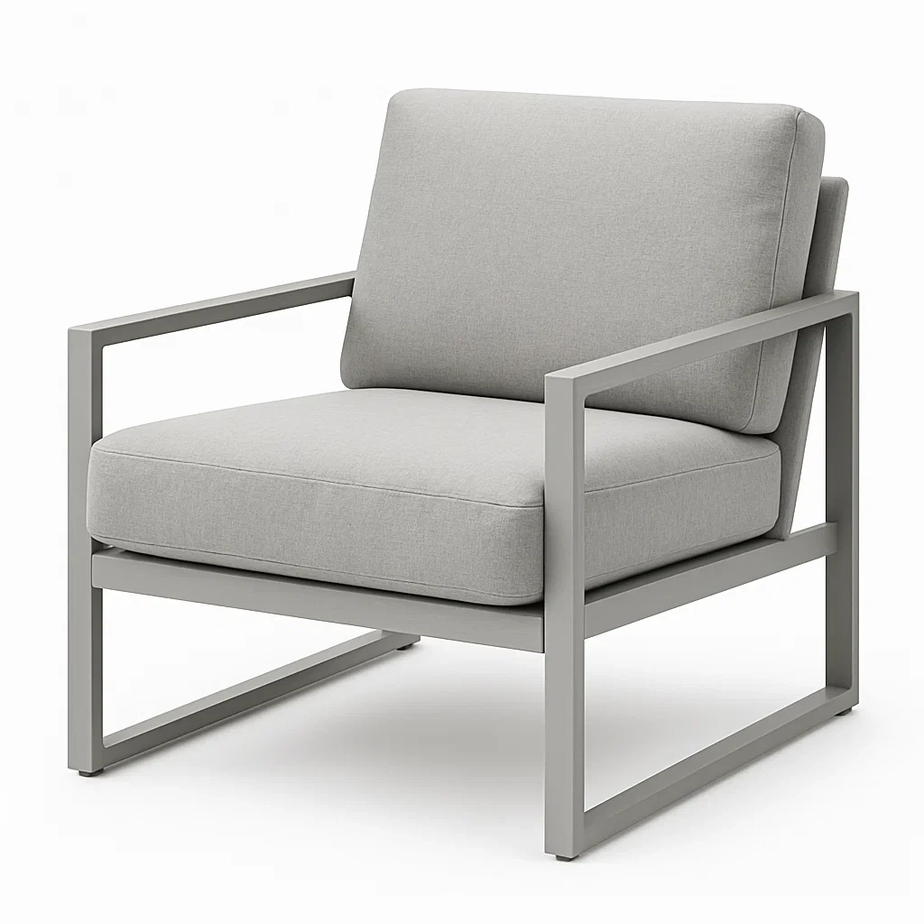 Poltrona da esterno in alluminio con cuscini in poliestere grigio