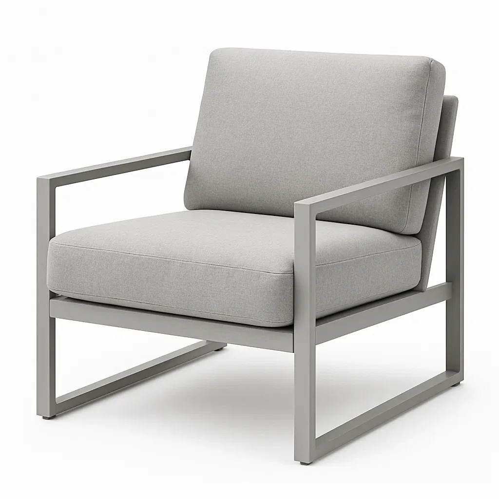 Poltrona da esterno in alluminio con cuscini in poliestere grigio