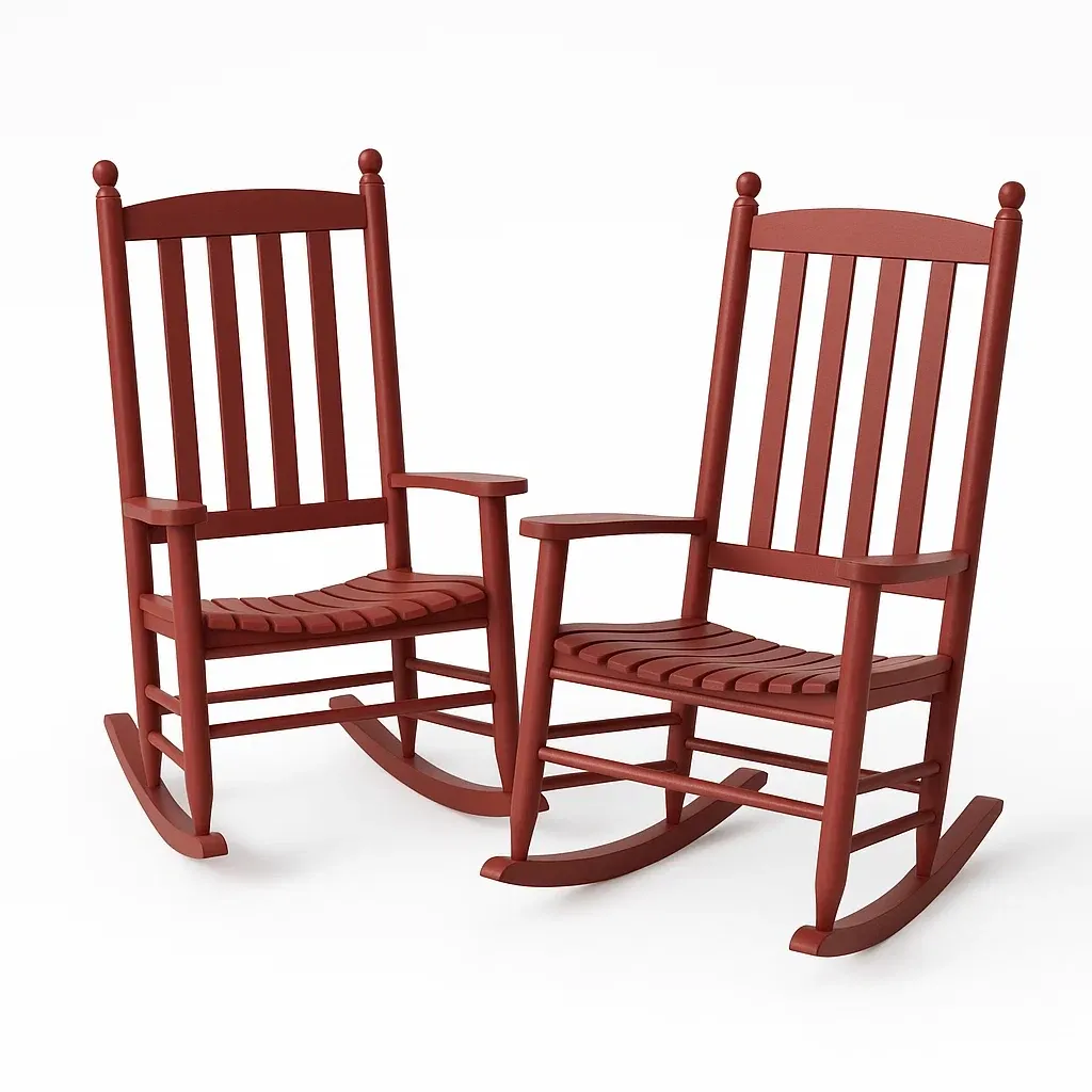 Sedie a dondolo in legno colore rosso set da 2