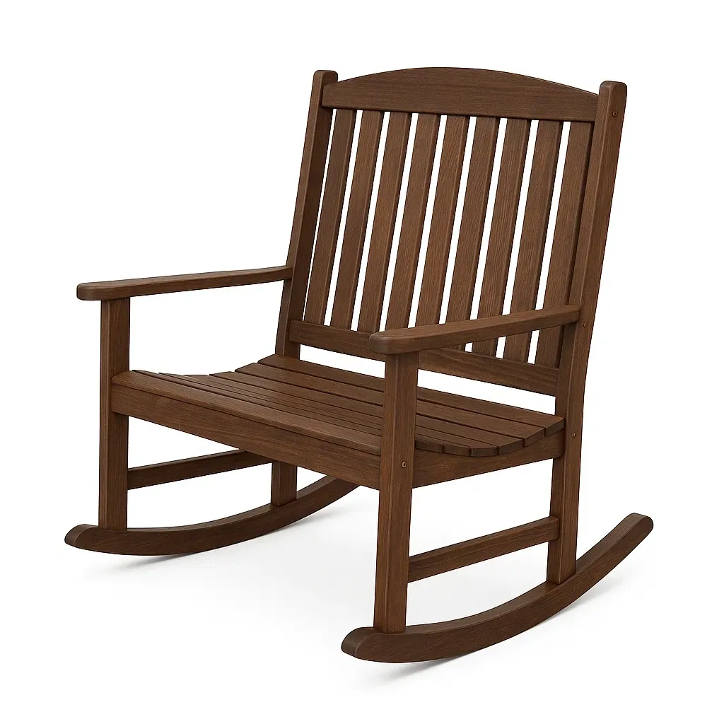 Sedia a dondolo in legno marrone per esterni