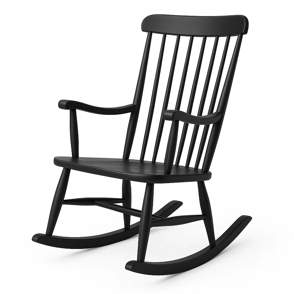 Sedia a dondolo in legno nero