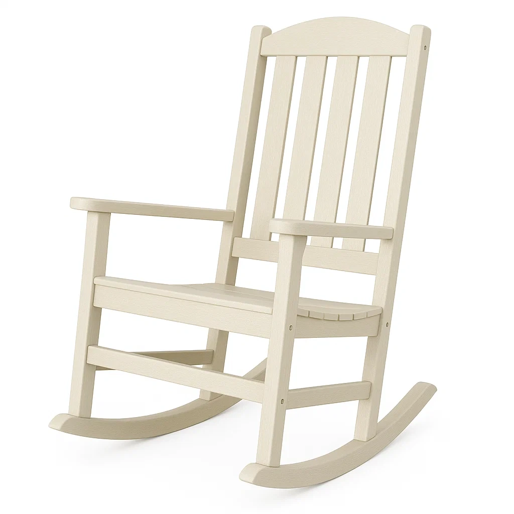 Sedia a dondolo in legno composito beige