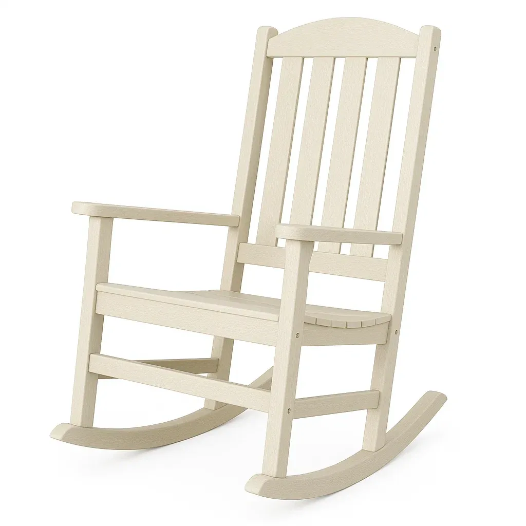 Sedia a dondolo in legno composito beige