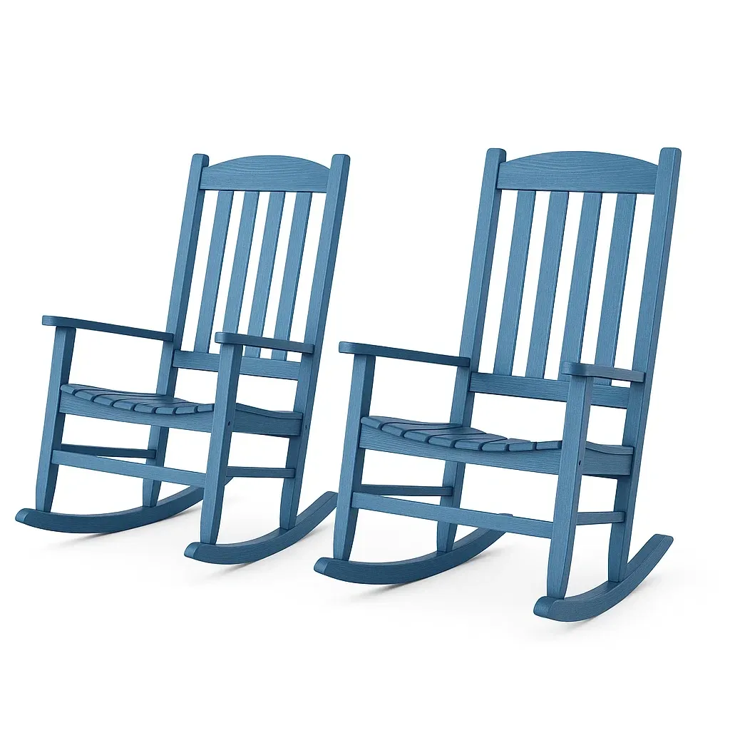 Sedie a dondolo in legno blu set da 2