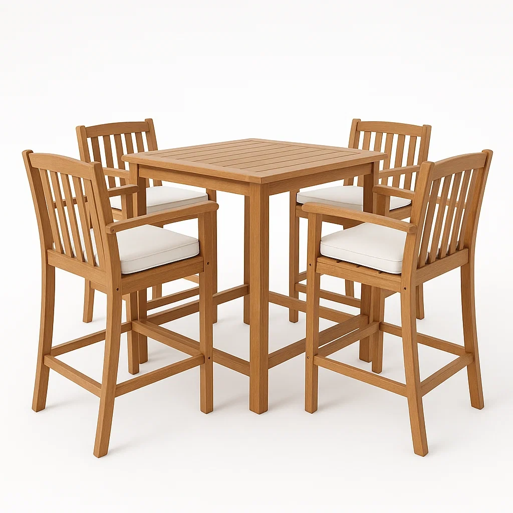 Set bar in legno massello con cuscini in poliestere