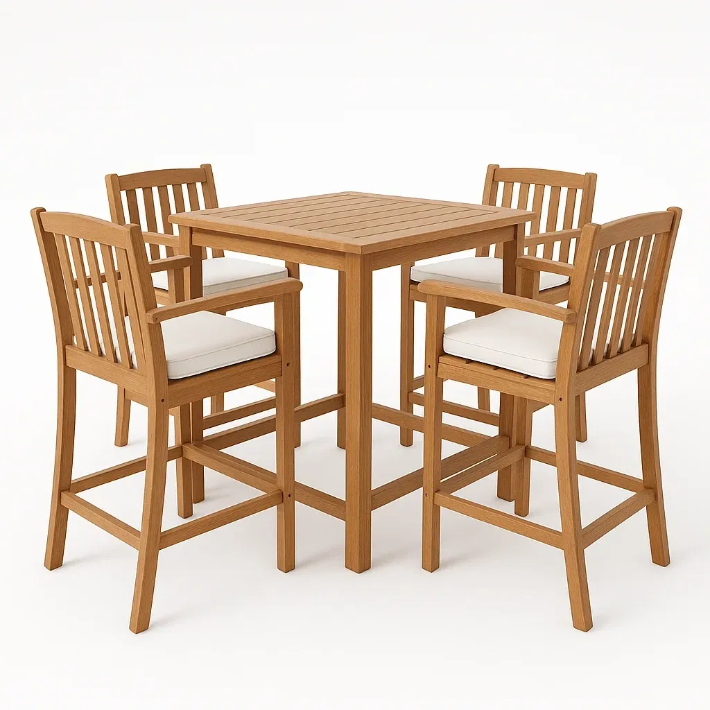 Set bar in legno massello con cuscini in poliestere