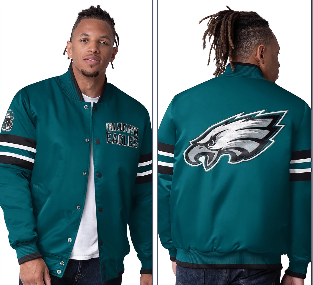 💝💝Last day of clearance!!💝Buy 2 Get 4 Free✨Starter Satin Twill Snap Front Jacket