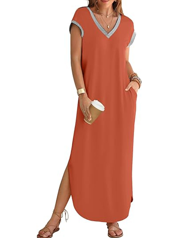 Women's V Neck Split Loose Dress (Buy 2 Free Shipping)