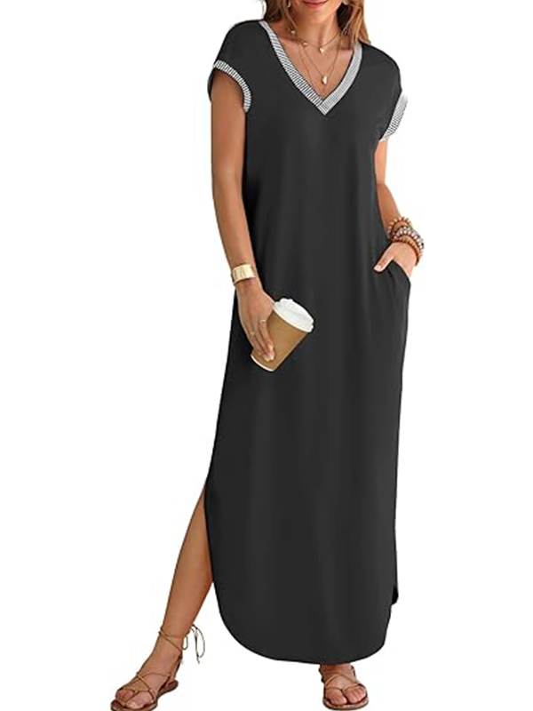 Women's V Neck Split Loose Dress (Buy 2 Free Shipping)