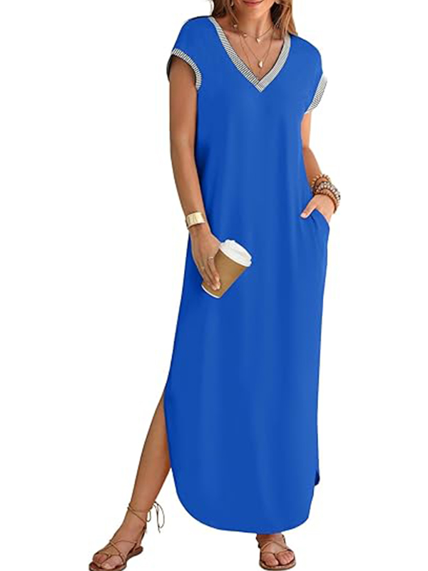 Women's V Neck Split Loose Dress (Buy 2 Free Shipping)