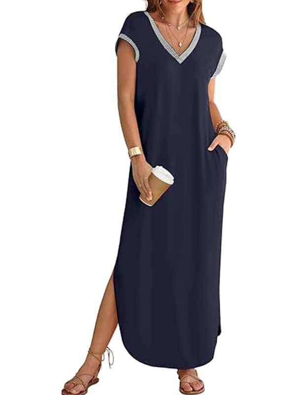 Women's V Neck Split Loose Dress (Buy 2 Free Shipping)