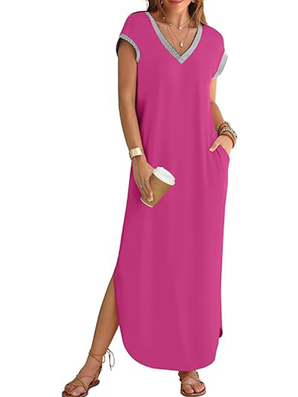 Women's V Neck Split Loose Dress (Buy 2 Free Shipping)