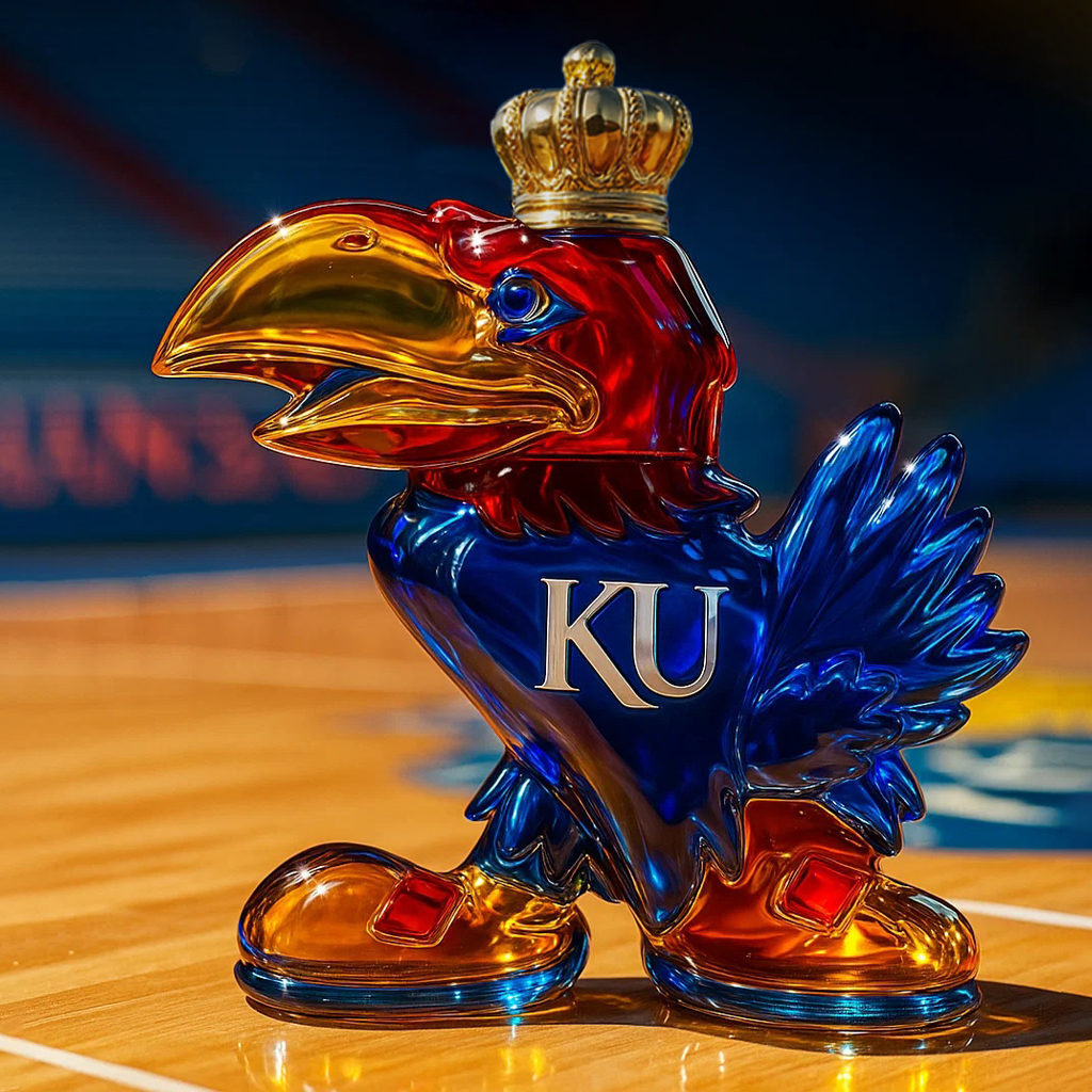 KU Jayhawk Whiskey Bottle