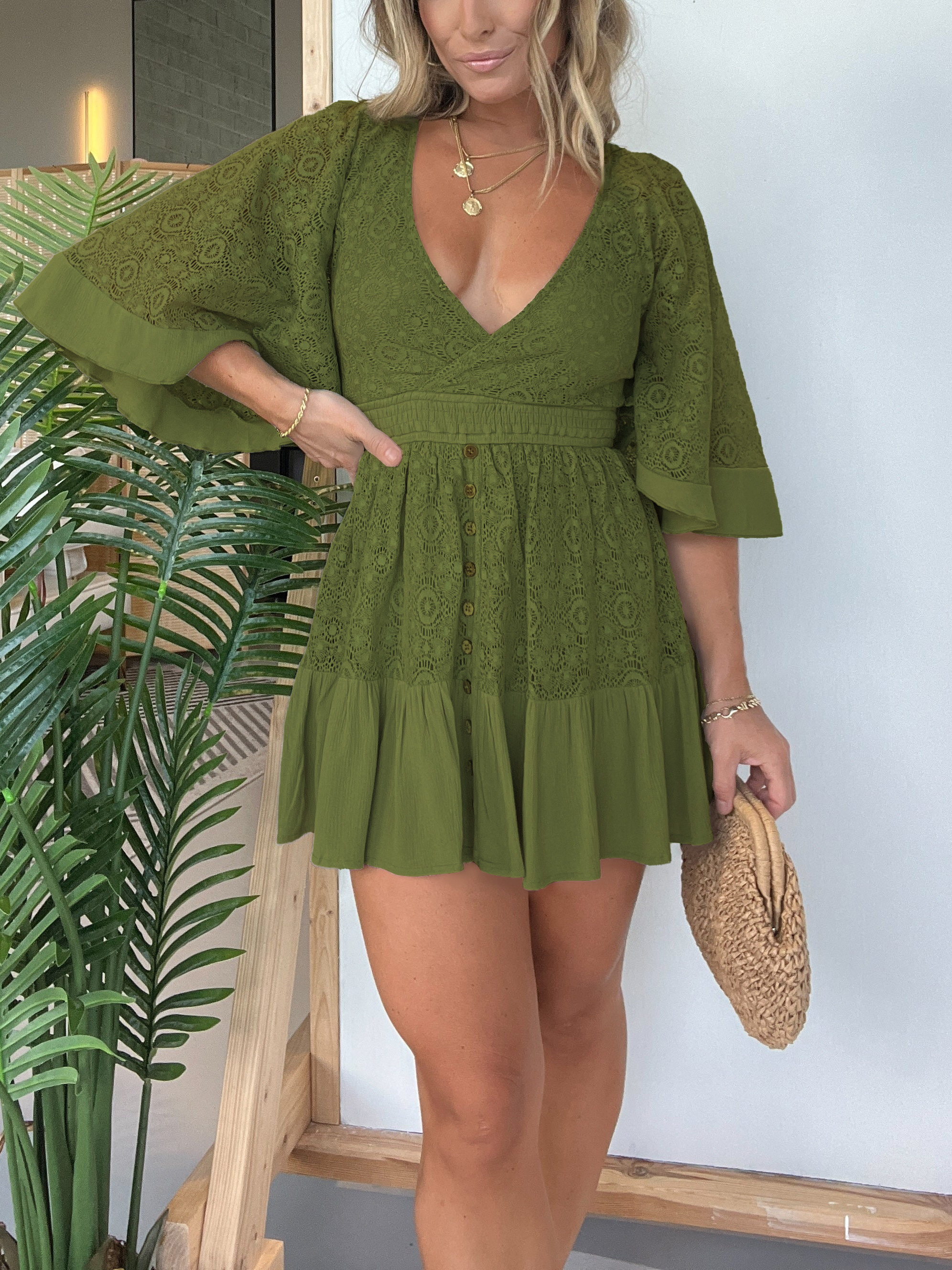 Open Back Lace Crochet Romper Dress (BUY 2 FREE SHIPPING)