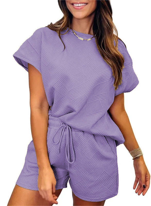 2024 Women's Lounge wear Set Short Sleeve Tops and Shorts 2 Piece Outfits Pajama Set (BUY 2 FREE SHIPPING)-hivebabe.com