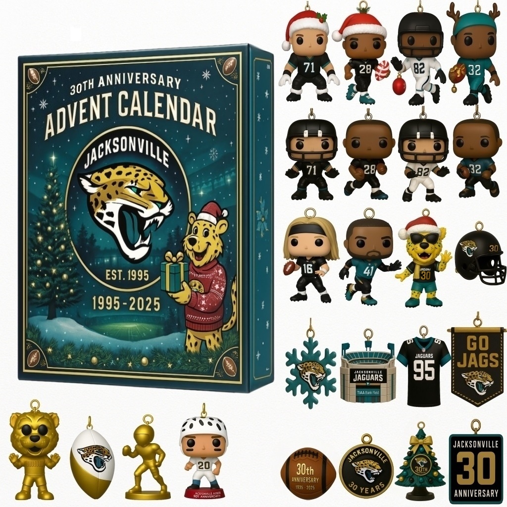 💥Last Day $21.99! 🔥Jacksonville Jaguars 30th Anniversary 2025 Advent Calendar