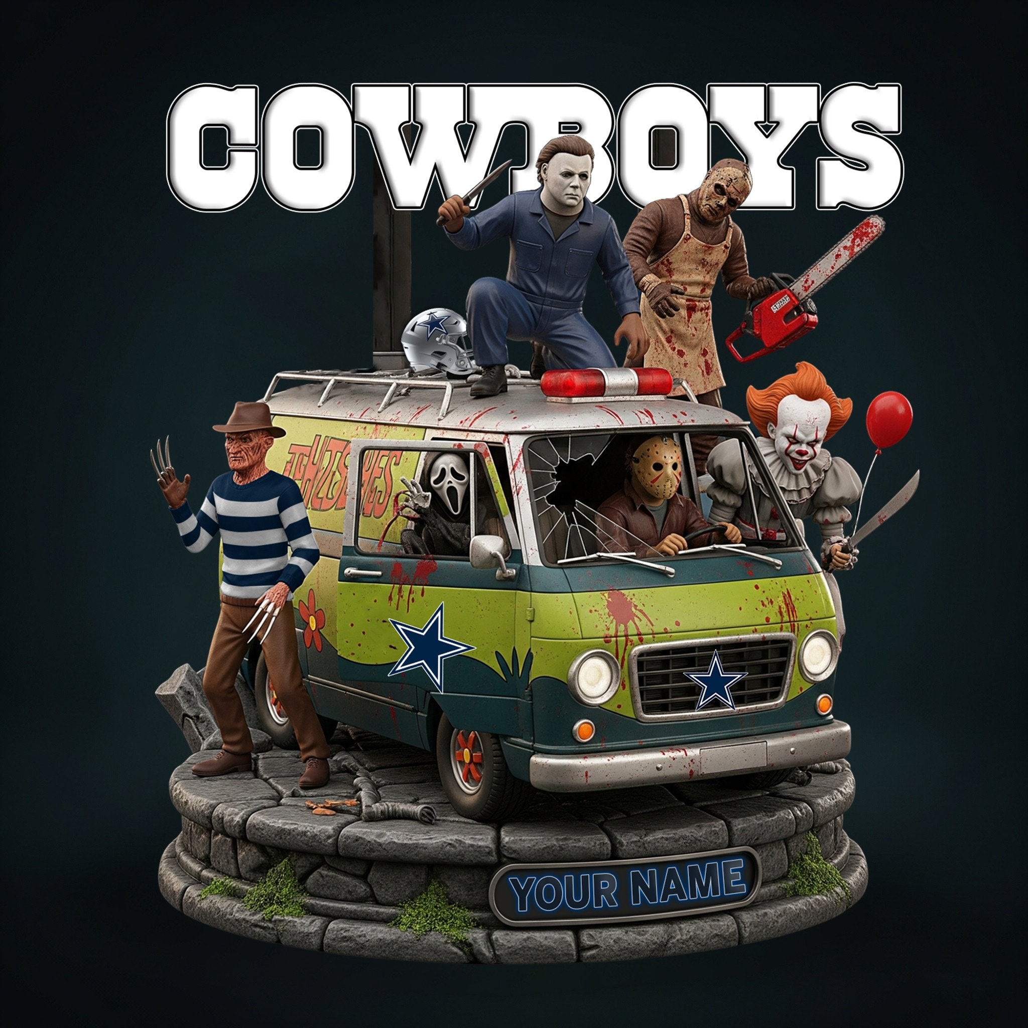 NFL Horror Personalized Acrylic Block Plaque Halloween Gift For Fan - Limited Edition