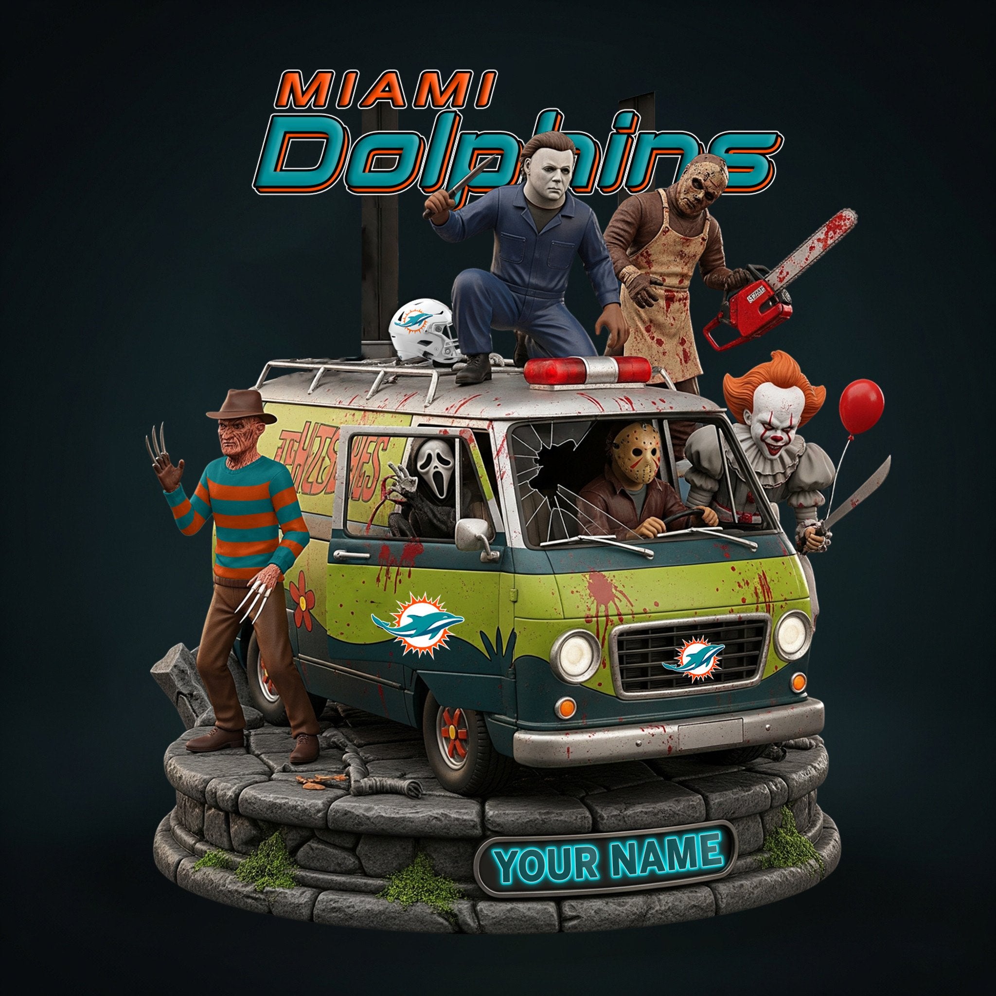 NFL Horror Personalized Acrylic Block Plaque Halloween Gift For Fan - Limited Edition