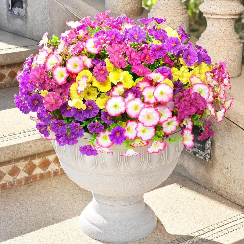 Artificial Flower (12/24pcs/set), UV Resistant Colorful Fake Flower, Decorative Bouquet for Home Garden Party Wedding Decor