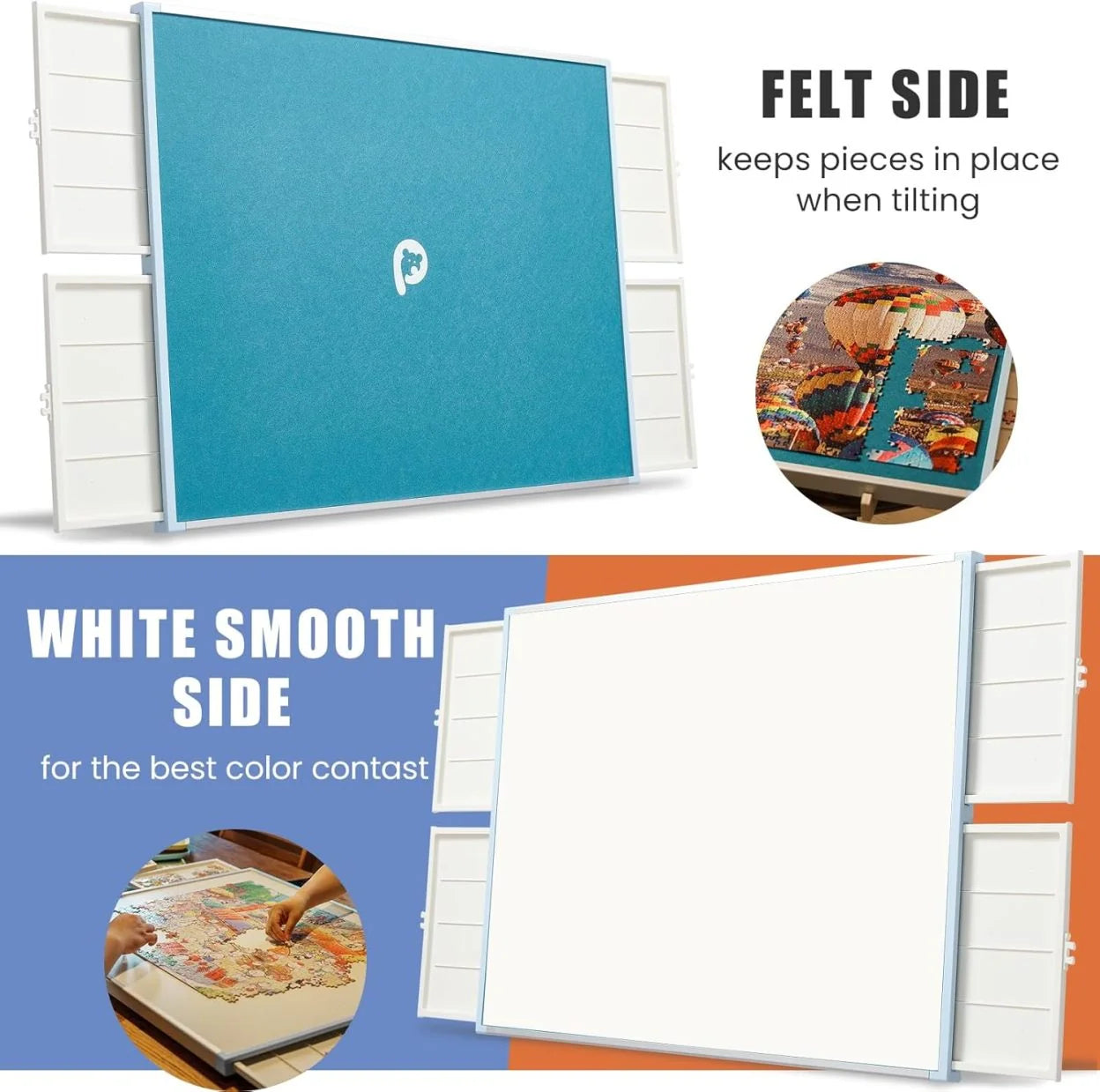 Rotating Puzzle Board with Drawers and Cover.Tilt&Lazy Susan