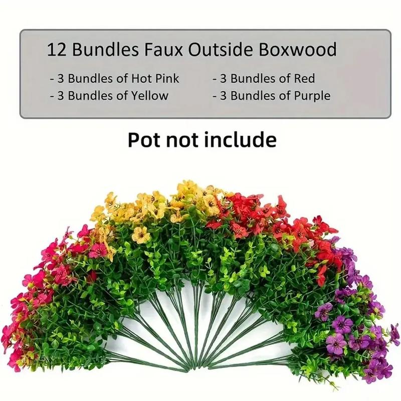Artificial Flower (12/24pcs/set), UV Resistant Colorful Fake Flower, Decorative Bouquet for Home Garden Party Wedding Decor