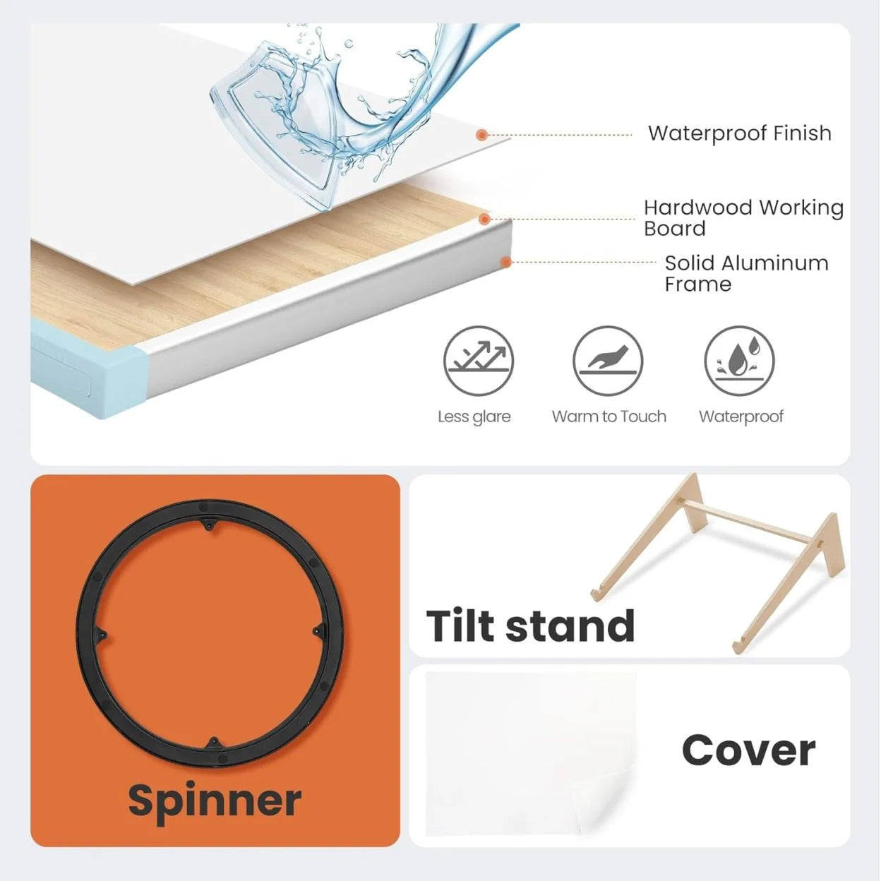 Rotating Puzzle Board with Drawers and Cover.Tilt&Lazy Susan
