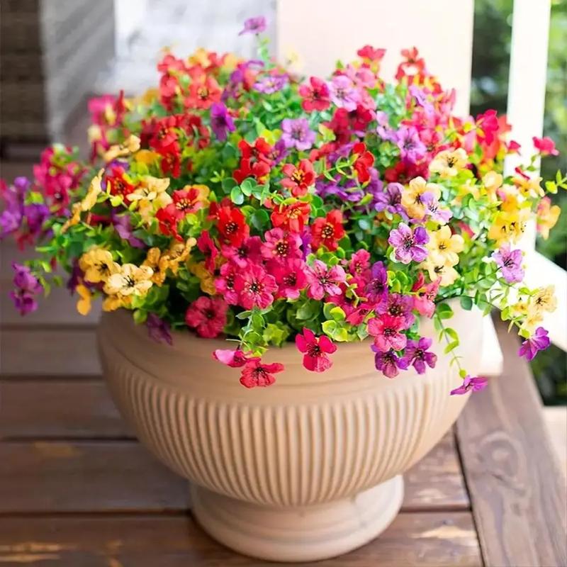Artificial Flower (12/24pcs/set), UV Resistant Colorful Fake Flower, Decorative Bouquet for Home Garden Party Wedding Decor