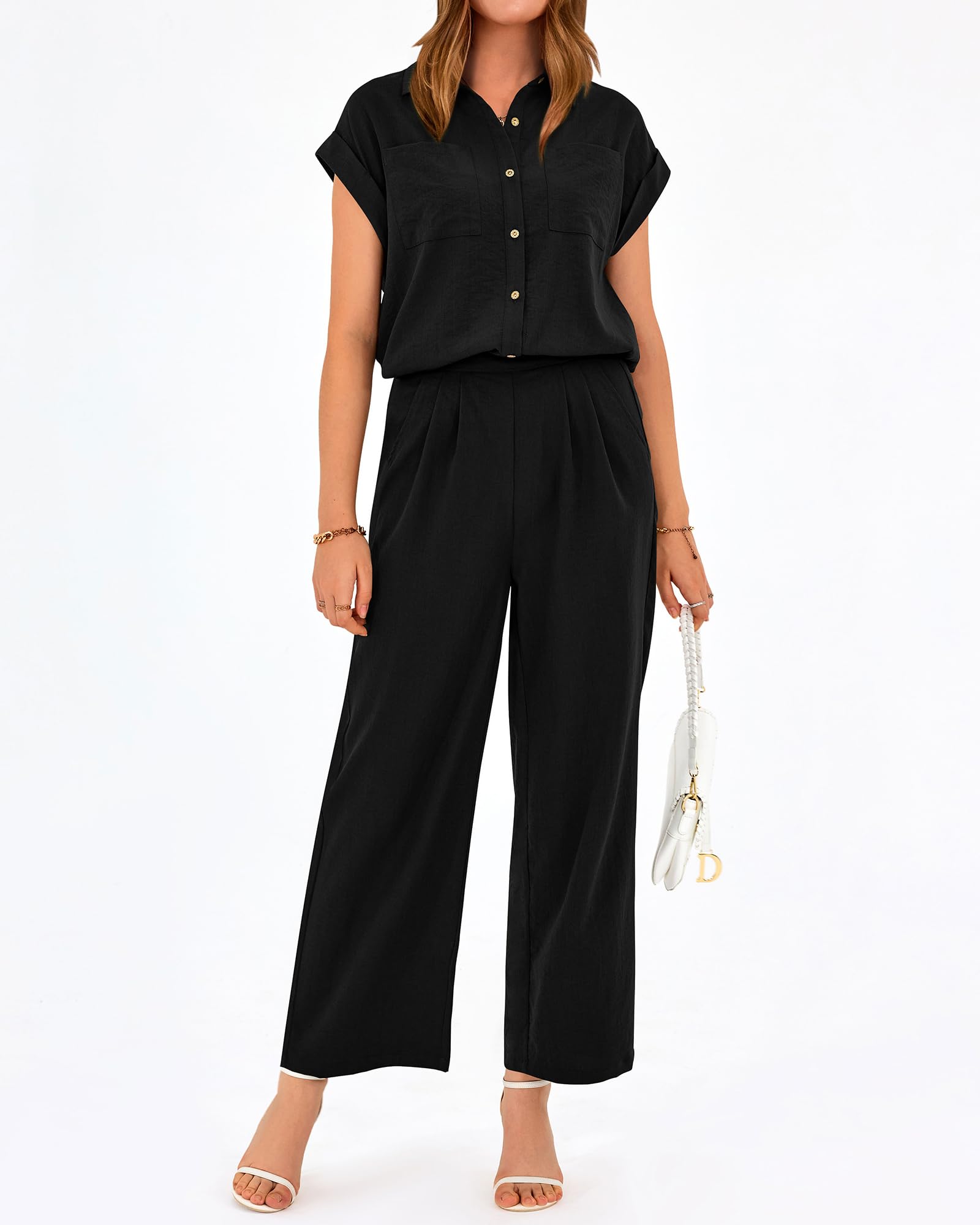 Women's Button Down Shirt Pants Two Piece Set✨Buy 2 Free Shipping