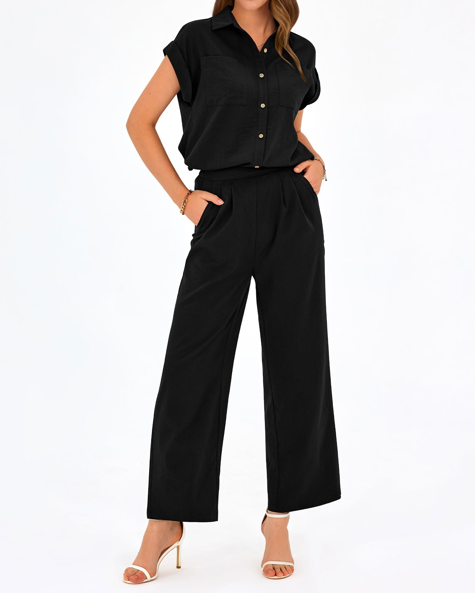 Women's Button Down Shirt Pants Two Piece Set✨Buy 2 Free Shipping